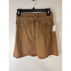 Free People Womens Tan Cargo‎ A Line Mini Skirt Size 0